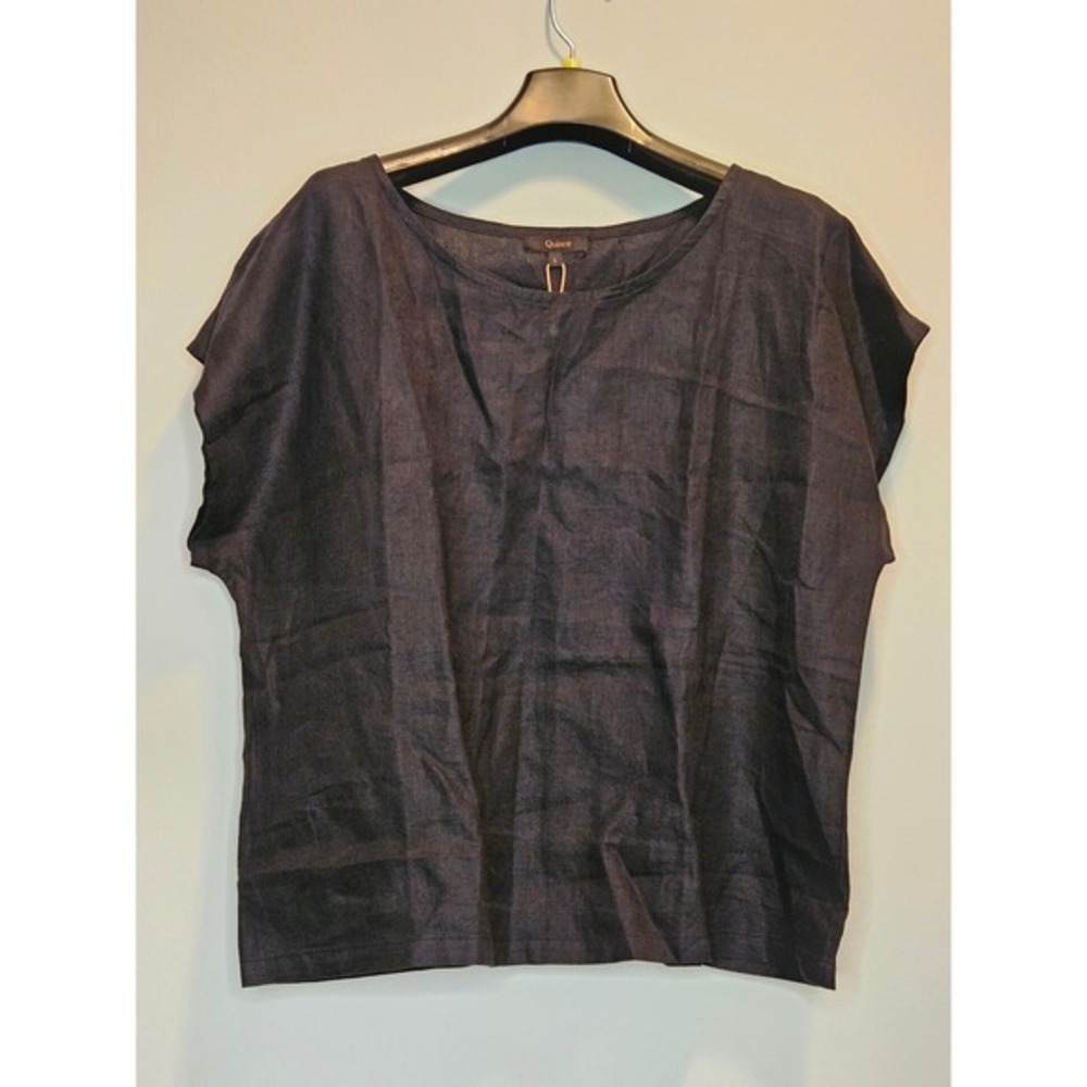 Quince Black 100% European Linen 2Piece Pajama Set Top & Pants Womens Size Large - Picture 7 of 13